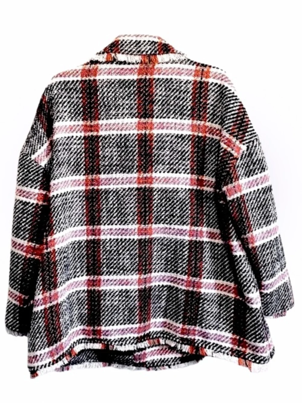 Eva Franco Plaid Tweed Pea Coat